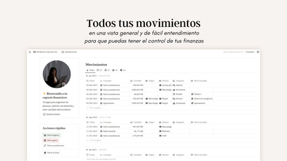 Planner Financiero Mensual en Notion